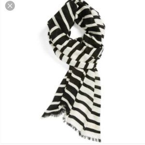 kate spade black white stripe reversible scarf nwot